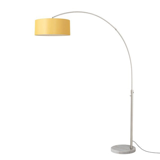 Nova California Float 92in 1-Light Arc Lamp | Satin Nickel and Mustard Linen | Living Room & Home Office | 68 x 18 x 92 in | Model 2110822MU