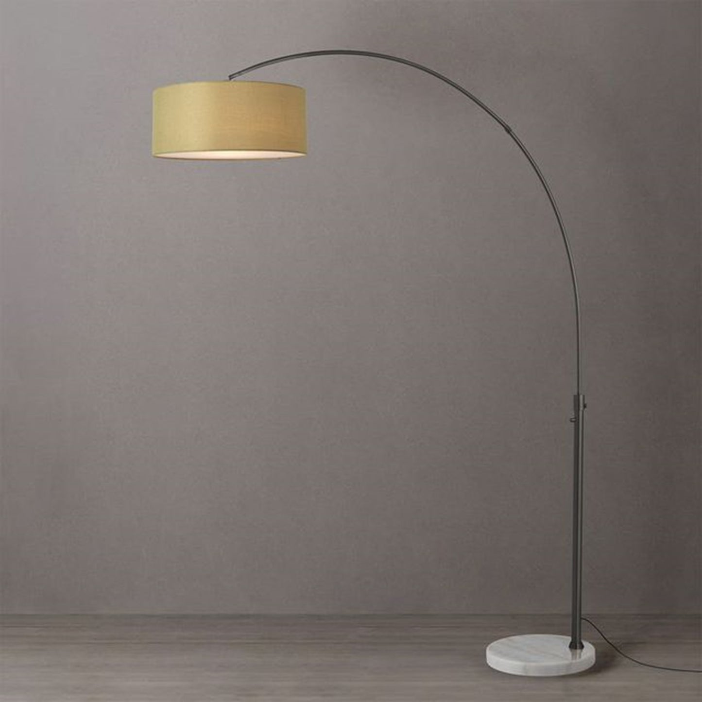 Nova California Float 92in 1-Light Arc Lamp | Industrial Black Nickel and Avocado Linen | Living Room & Reading Nook | 1500 Lumens | Model 2110823AV