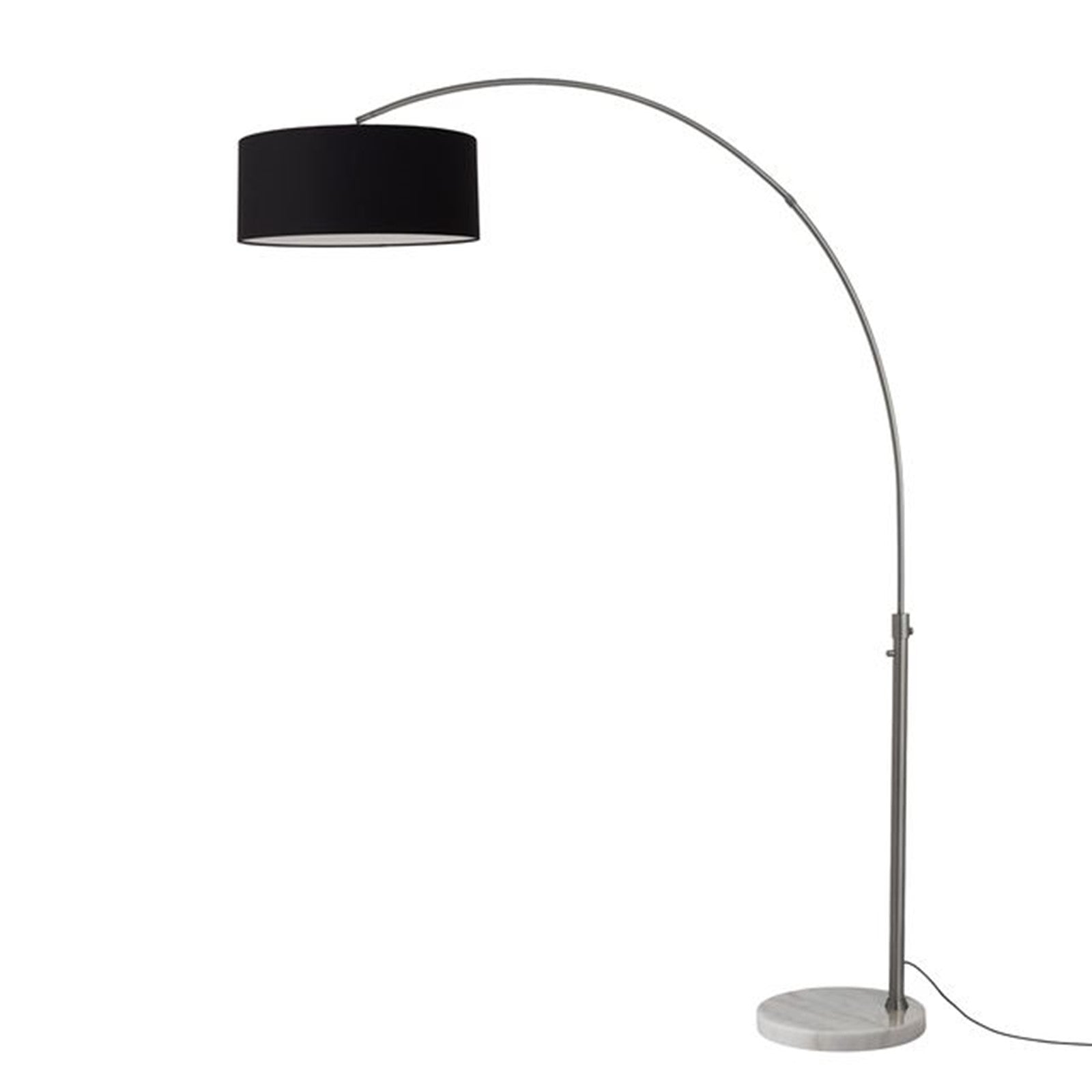 Nova California Float 92in 1-Light Arc Lamp | Modern Black Nickel and Black Linen Shade | Living Room & Bedroom | 68 x 18 x 92 in | Model 2110823BK