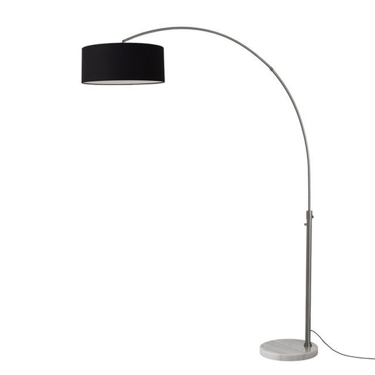 Nova California Float 92in 1-Light Arc Lamp | Modern Black Nickel and Black Linen Shade | Living Room & Bedroom | 68 x 18 x 92 in | Model 2110823BK