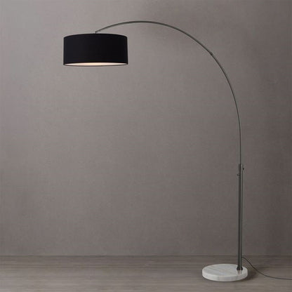 Nova California Float 92in 1-Light Arc Lamp | Modern Black Nickel and Black Linen Shade | Living Room & Bedroom | 68 x 18 x 92 in | Model 2110823BK
