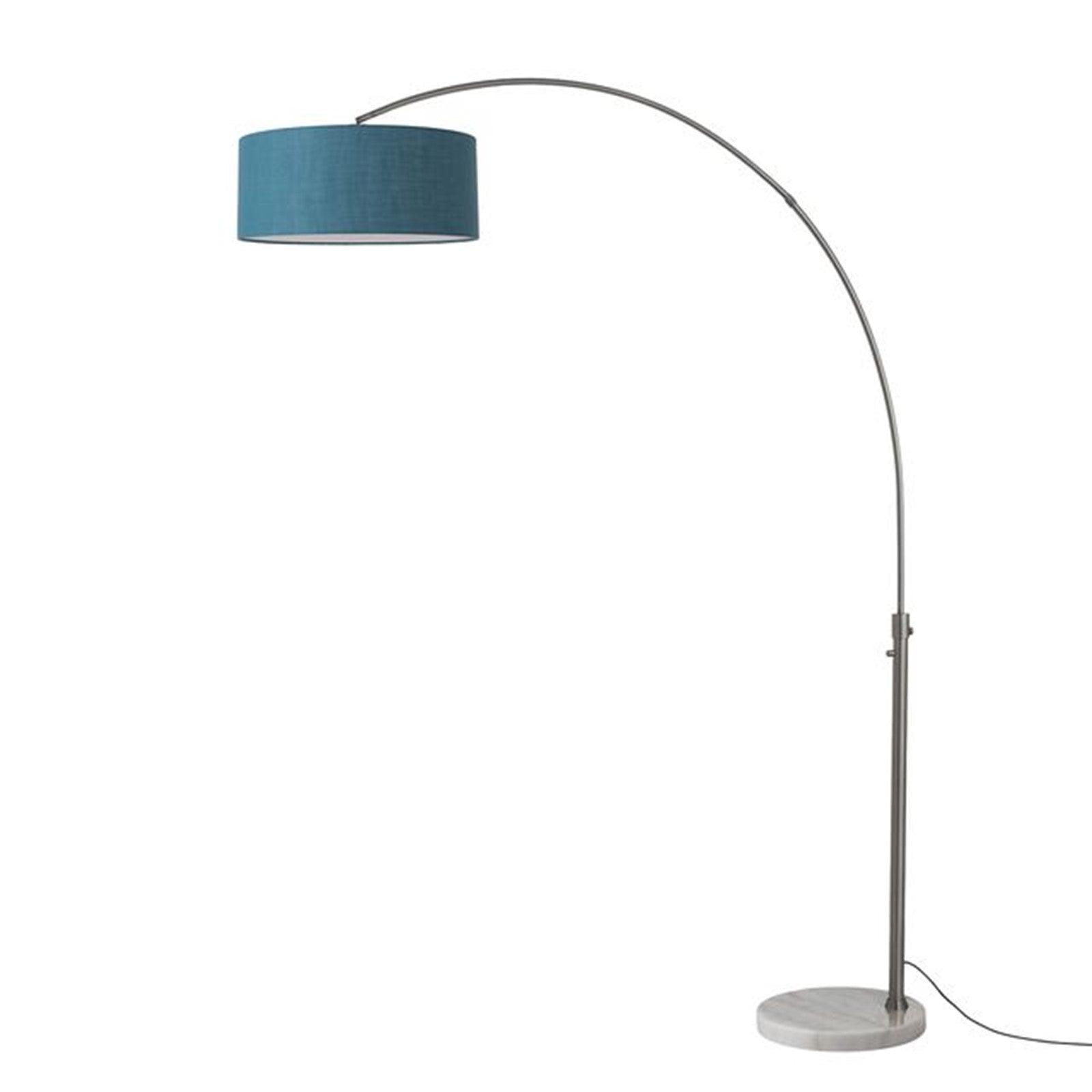 Nova California Float 92in 1-Light Arc Lamp | Industrial Black Nickel and Pool Blue Linen | Living Room & Reading Nook | Model 2110823BL