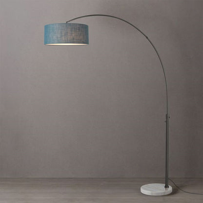 Nova California Float 92in 1-Light Arc Lamp | Industrial Black Nickel and Pool Blue Linen | Living Room & Reading Nook | Model 2110823BL