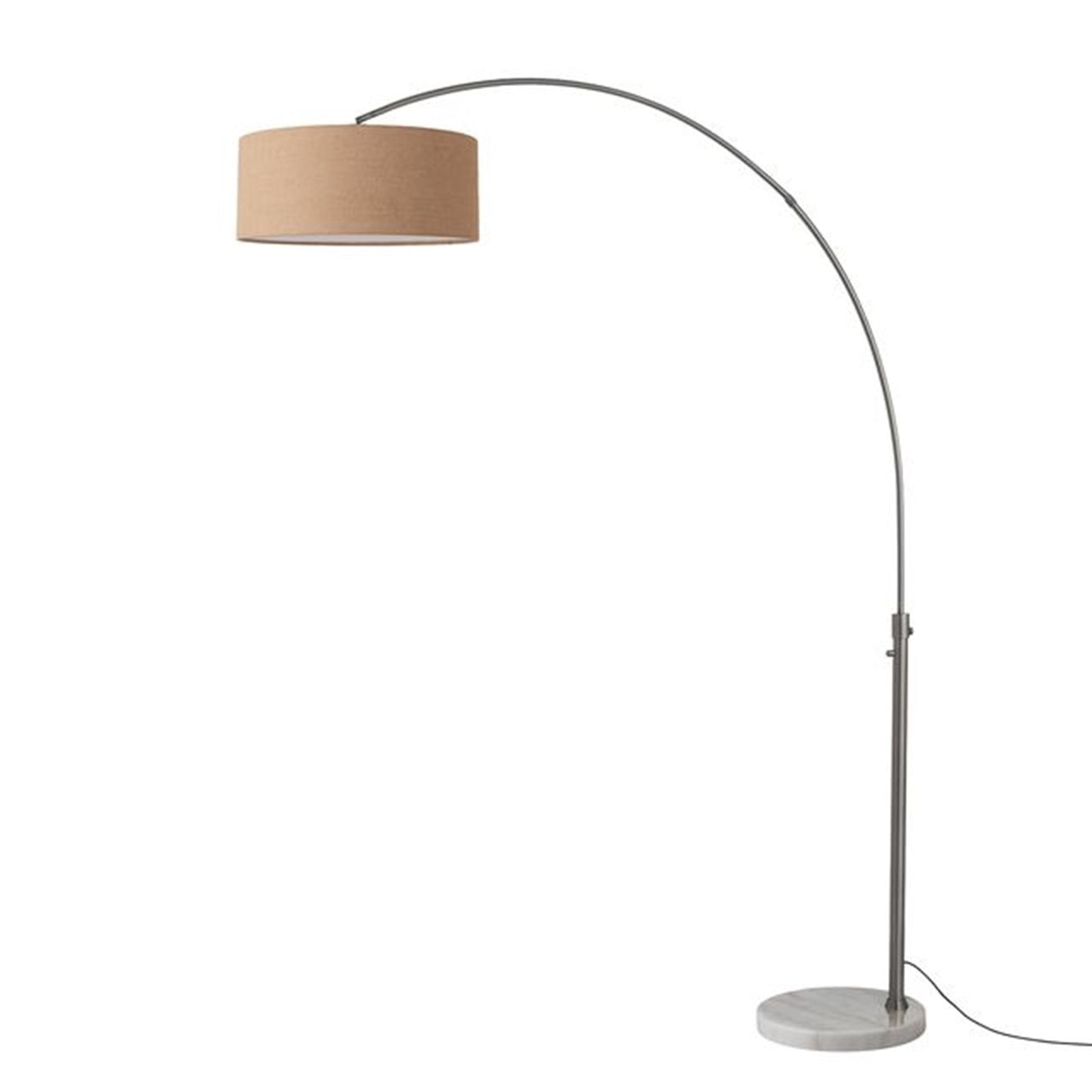 Nova California Float 92in 1-Light Arc Lamp | Industrial Black Nickel and Burlap Linen | Living Room & Reading Nook | 1500 Lumens | Model 2110823BU