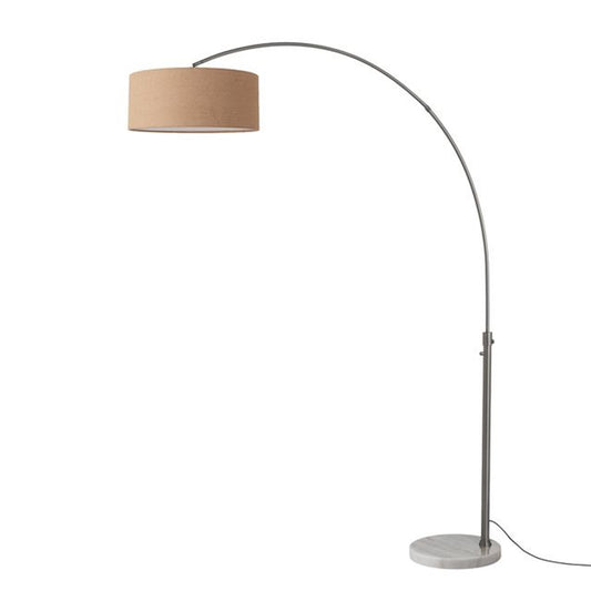 Nova California Float 92in 1-Light Arc Lamp | Industrial Black Nickel and Burlap Linen | Living Room & Reading Nook | 1500 Lumens | Model 2110823BU