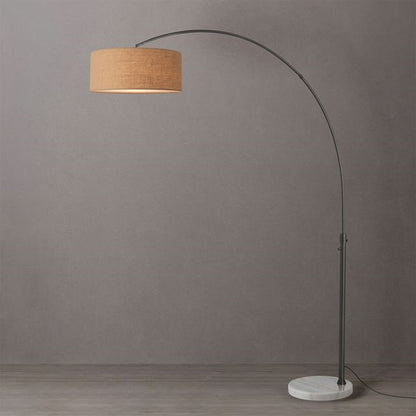 Nova California Float 92in 1-Light Arc Lamp | Industrial Black Nickel and Burlap Linen | Living Room & Reading Nook | 1500 Lumens | Model 2110823BU