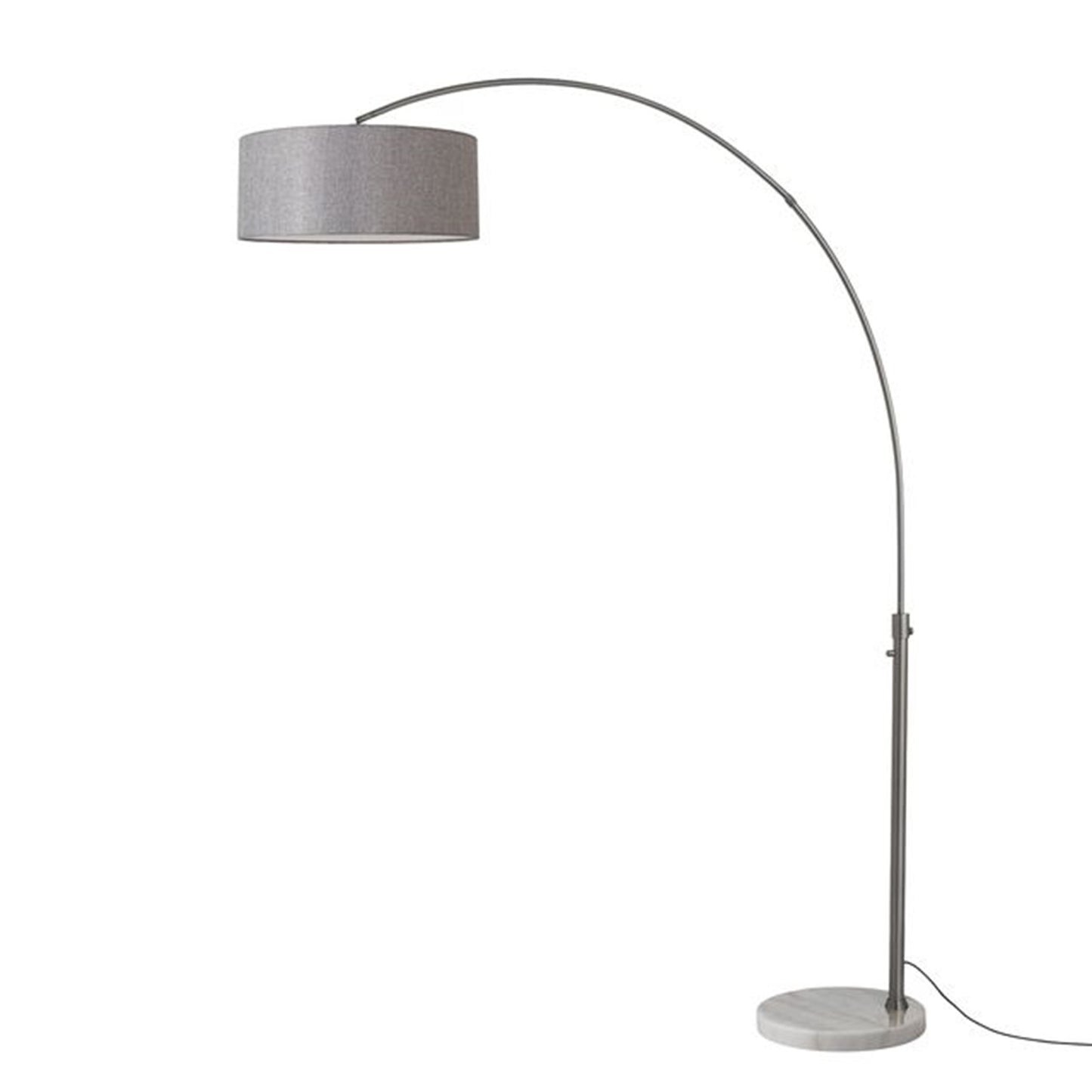 Nova California Float 92in 1-Light Arc Lamp | Modern Black Nickel and Cashmere Gray Linen Shade | Living Room & Bedroom | Model 2110823CG