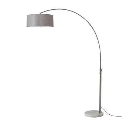 Nova California Float 92in 1-Light Arc Lamp | Modern Black Nickel and Cashmere Gray Linen Shade | Living Room & Bedroom | Model 2110823CG