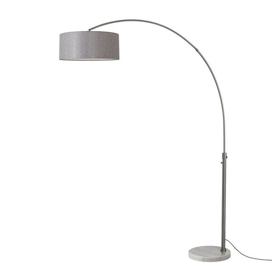 Nova California Float 92in 1-Light Arc Lamp | Modern Black Nickel and Cashmere Gray Linen Shade | Living Room & Bedroom | Model 2110823CG