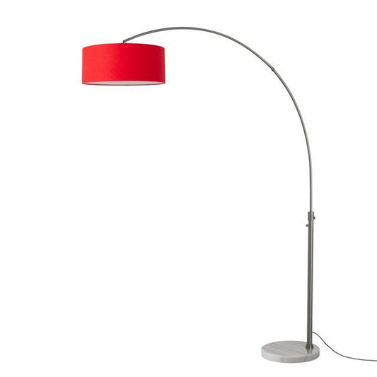 Nova California Float 92in 1-Light Arc Lamp | Modern Black Nickel and Crimson Red Linen Shade | Living Room & Bedroom | Model 2110823CR