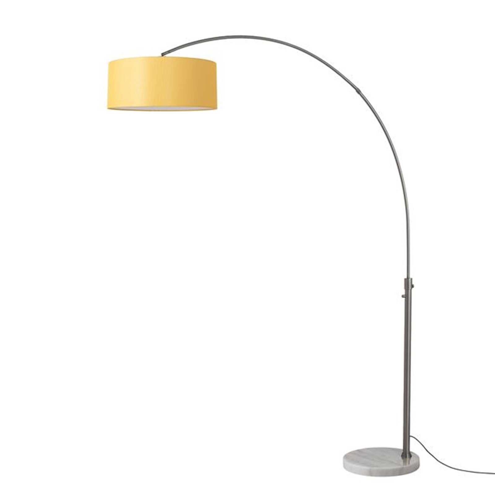Nova California Float 92in 1-Light Arc Lamp | Industrial Black Nickel and Mustard Linen | Living Room & Reading Nook | 1500 Lumens | Model 2110823MU