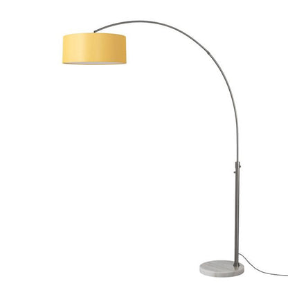 Nova California Float 92in 1-Light Arc Lamp | Industrial Black Nickel and Mustard Linen | Living Room & Reading Nook | 1500 Lumens | Model 2110823MU