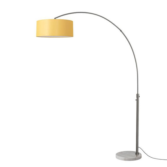 Nova California Float 92in 1-Light Arc Lamp | Industrial Black Nickel and Mustard Linen | Living Room & Reading Nook | 1500 Lumens | Model 2110823MU