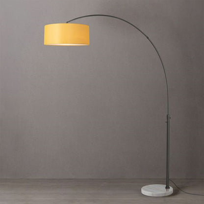 Nova California Float 92in 1-Light Arc Lamp | Industrial Black Nickel and Mustard Linen | Living Room & Reading Nook | 1500 Lumens | Model 2110823MU
