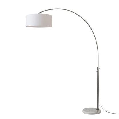 Nova California Float 92in 1-Light Arc Lamp | Modern Black Nickel and White Linen Shade | Living Room & Bedroom | 68 x 18 x 92 in | Model 2110823WH