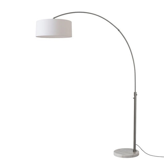 Nova California Float 92in 1-Light Arc Lamp | Modern Black Nickel and White Linen Shade | Living Room & Bedroom | 68 x 18 x 92 in | Model 2110823WH
