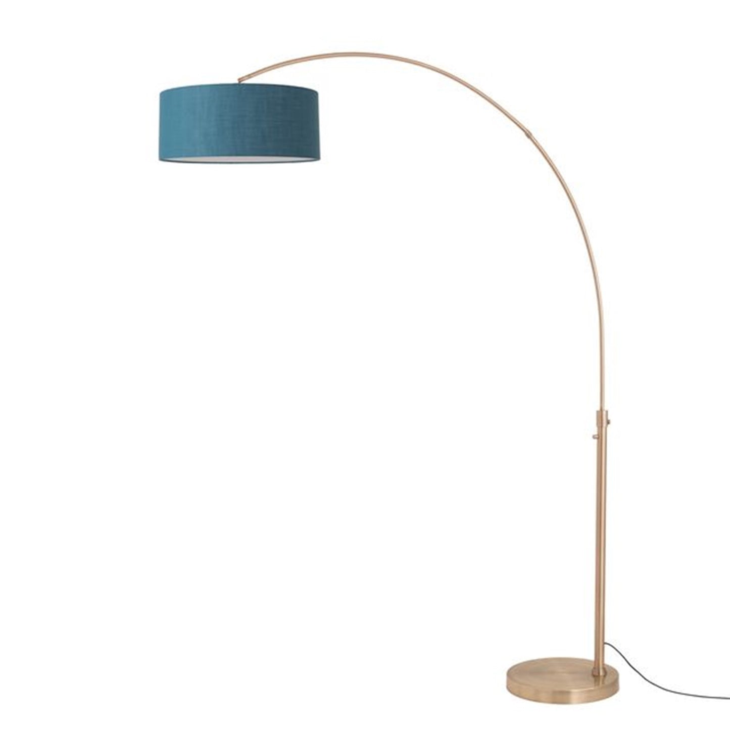 Nova California Float 92in 1-Light Arc Lamp | Industrial Weathered Brass and Pool Blue Linen | Living Room & Bedroom | Model 2110824BL