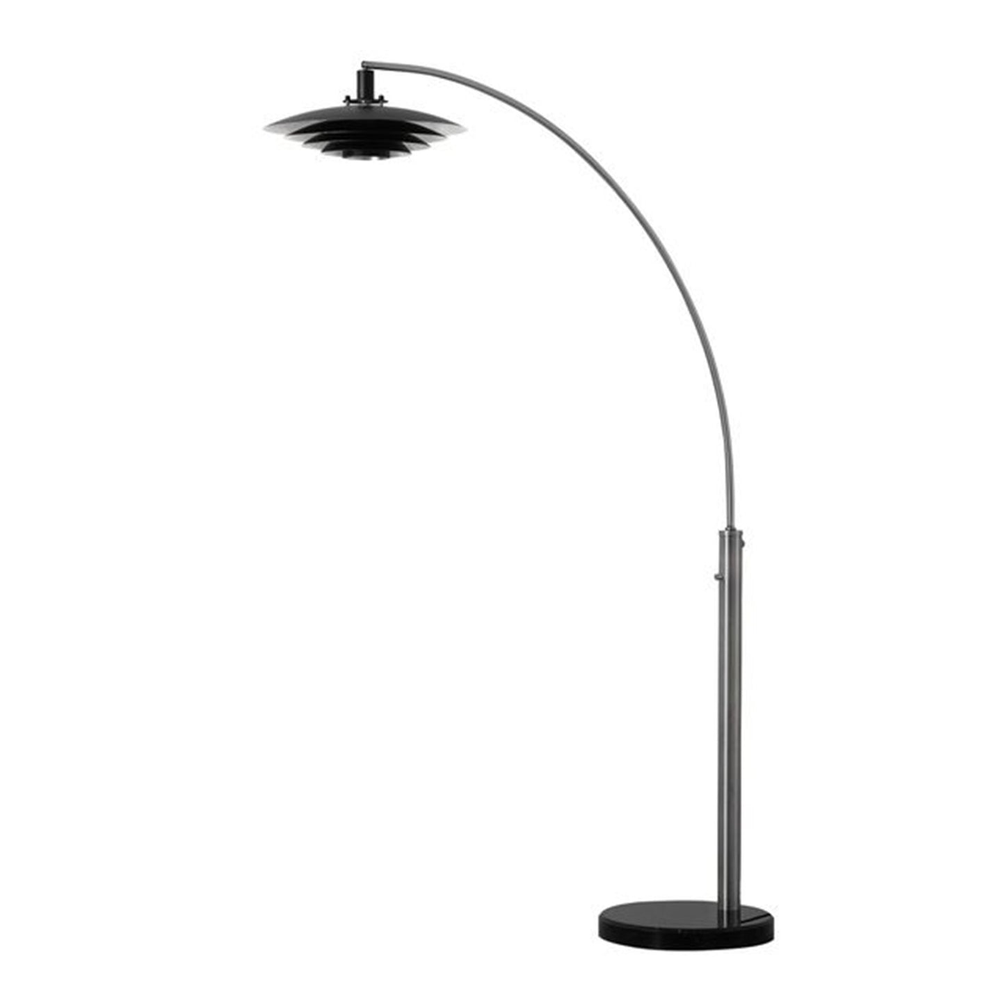 Nova California Rancho Mirage 1-Light Arc Floor Lamp | Mid-Century Antique Nickel and Matte Black Aluminum Shade | Living Room & | Model 2110824SN