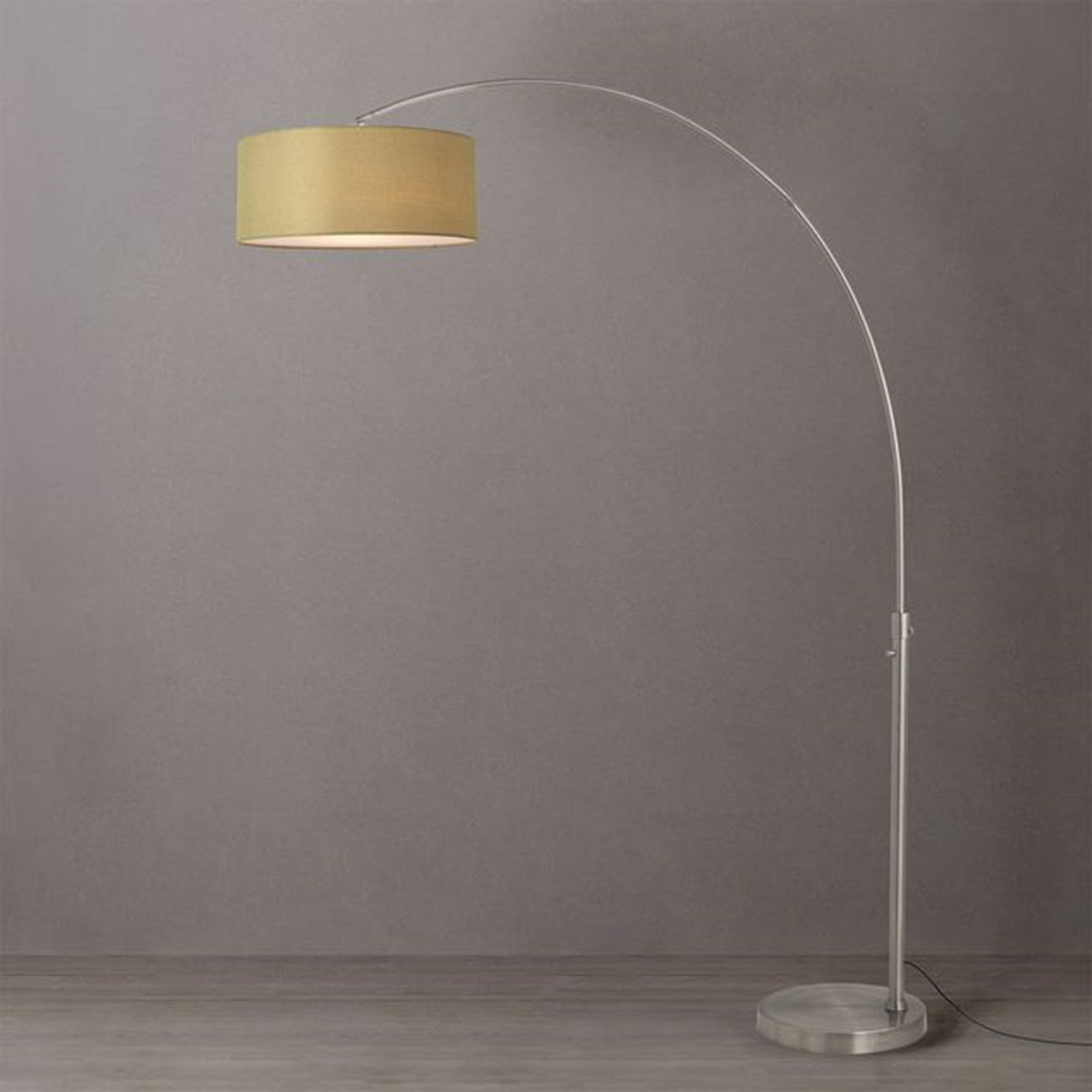 Nova California Float 92in 1-Light Arc Lamp | Modern Satin Nickel and Avocado Linen | Living Room & Home Office | 68 x 18 x 92 in | Model 2110825AV