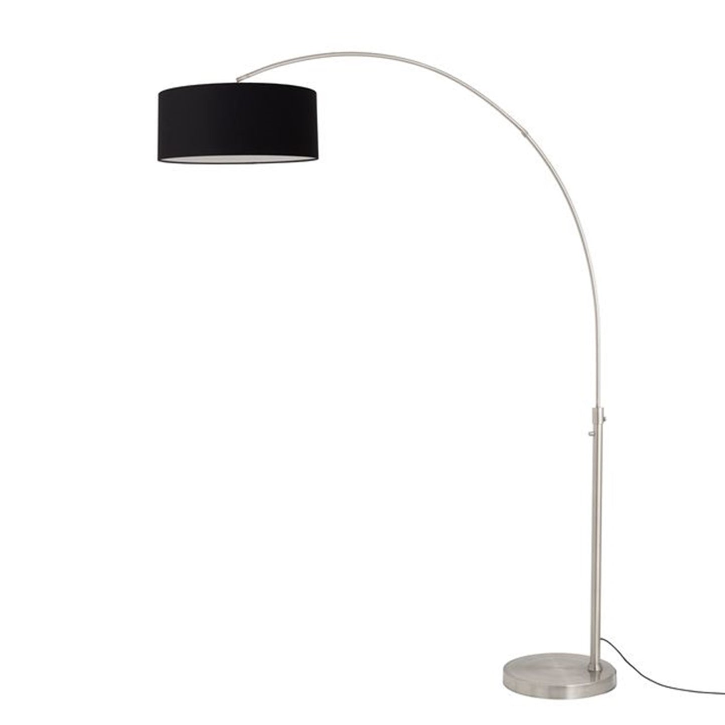Nova California Float 92in 1-Light Arc Lamp | Satin Nickel and Black Linen | Living Room & Home Office | 68 x 18 x 92 in | Model 2110825BK