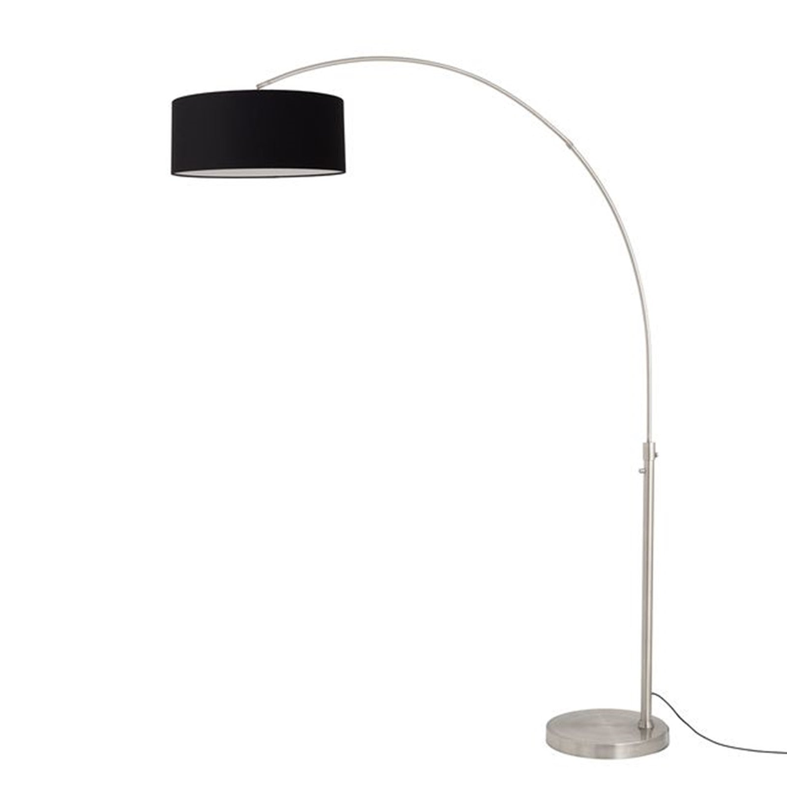 Nova California Float 92in 1-Light Arc Lamp | Satin Nickel and Black Linen | Living Room & Home Office | 68 x 18 x 92 in | Model 2110825BK
