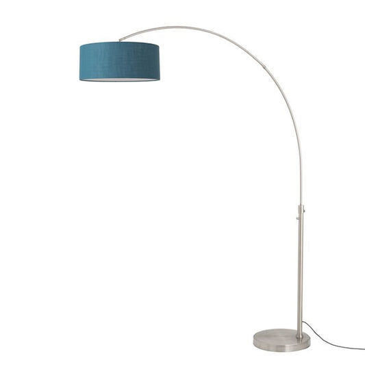 Nova California Float 92in 1-Light Arc Lamp | Modern Satin Nickel and Pool Blue Linen | Living Room & Home Office | 68 x 18 x 92 in | Model 2110825BL