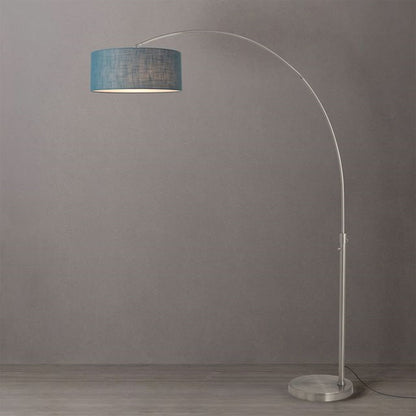 Nova California Float 92in 1-Light Arc Lamp | Modern Satin Nickel and Pool Blue Linen | Living Room & Home Office | 68 x 18 x 92 in | Model 2110825BL