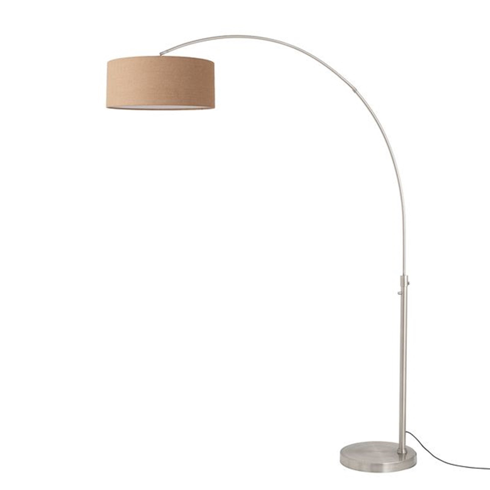 Nova California Float 92in 1-Light Arc Lamp | Modern Satin Nickel and Natural Burlap Linen | Living Room & Home Office | Model 2110825BU