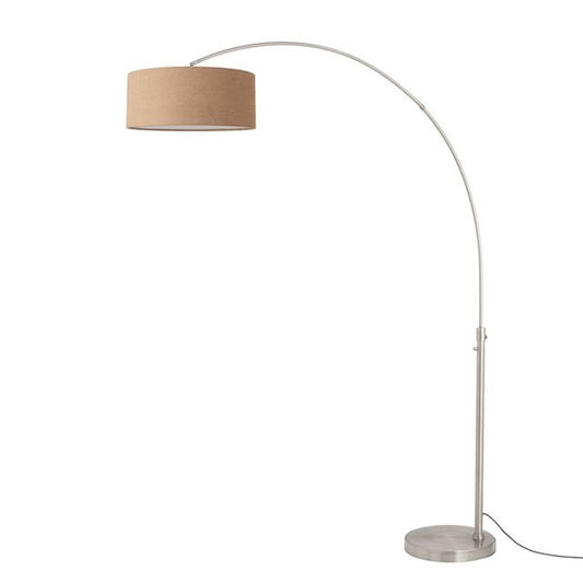 Nova California Float 92in 1-Light Arc Lamp | Modern Satin Nickel and Natural Burlap Linen | Living Room & Home Office | Model 2110825BU