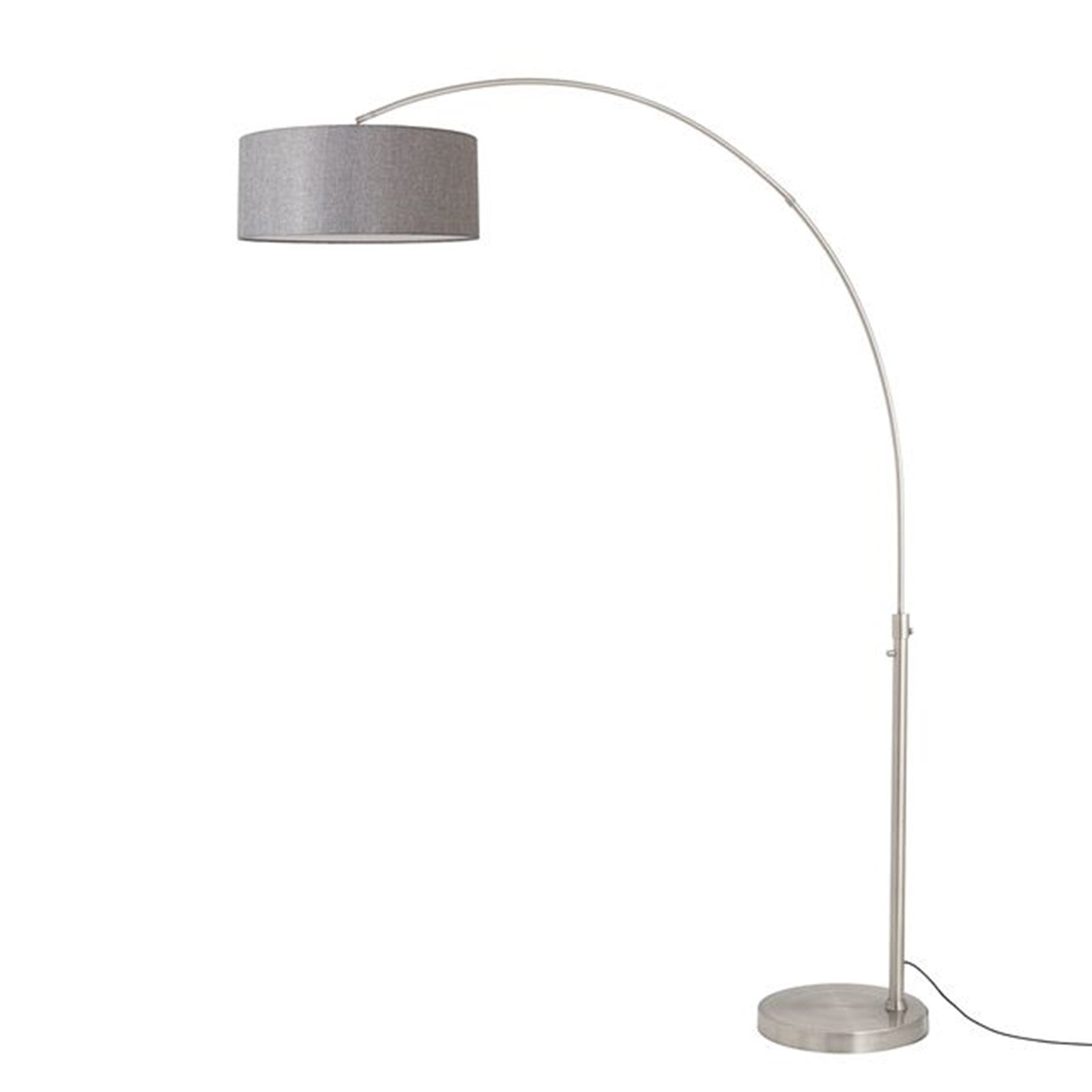 Nova California Float 92in 1-Light Arc Lamp | Satin Nickel and Cashmere Gray Linen | Living Room & Home Office | 68 x 18 x 92 in | Model 2110825CG