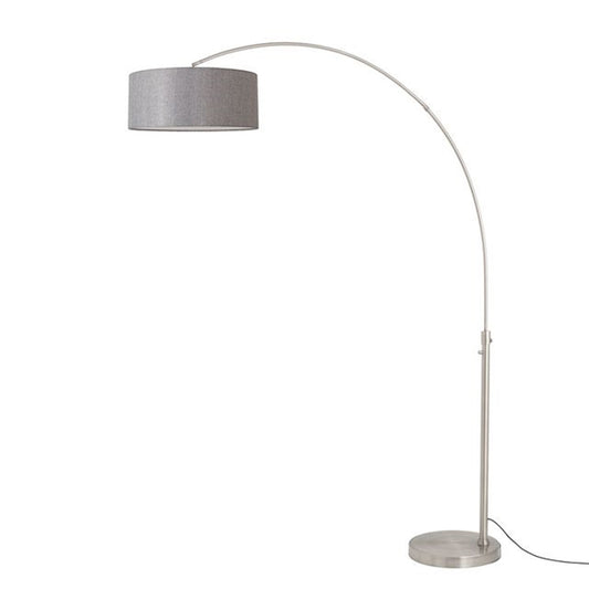 Nova California Float 92in 1-Light Arc Lamp | Satin Nickel and Cashmere Gray Linen | Living Room & Home Office | 68 x 18 x 92 in | Model 2110825CG