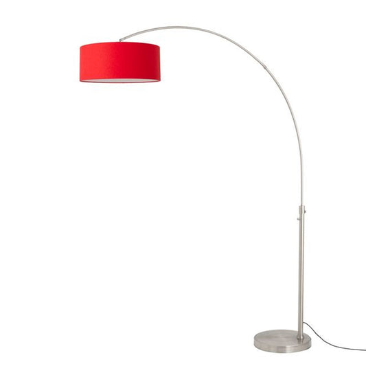 Nova California Float 92in 1-Light Arc Lamp | Satin Nickel and Crimson Red Linen | Living Room & Home Office | 68 x 18 x 92 in | Model 2110825CR