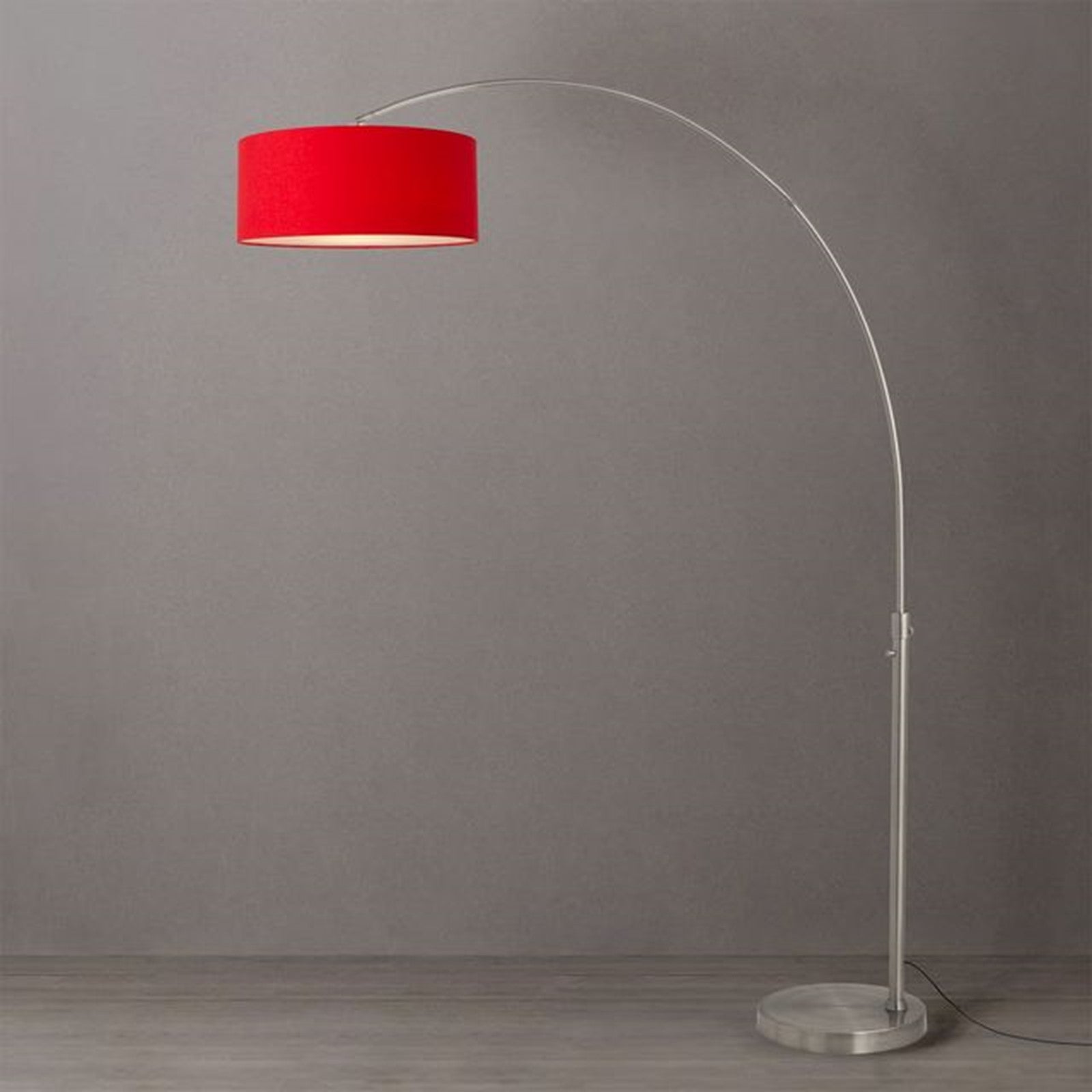 Nova California Float 92in 1-Light Arc Lamp | Satin Nickel and Crimson Red Linen | Living Room & Home Office | 68 x 18 x 92 in | Model 2110825CR