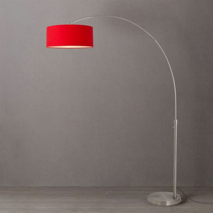 Nova California Float 92in 1-Light Arc Lamp | Satin Nickel and Crimson Red Linen | Living Room & Home Office | 68 x 18 x 92 in | Model 2110825CR
