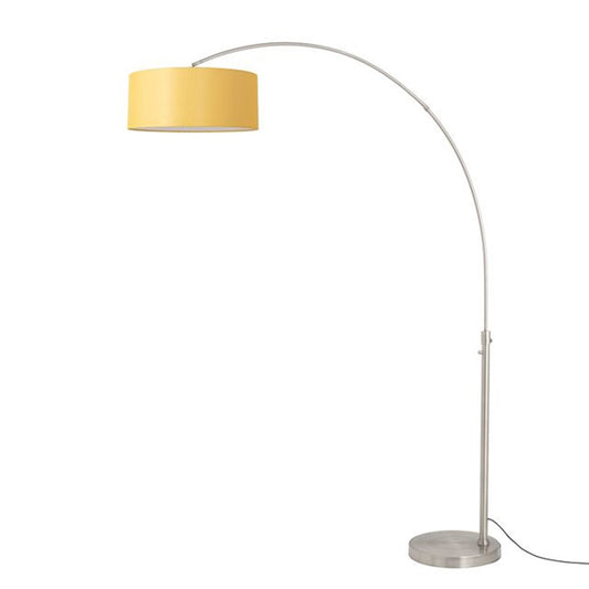 Nova California Float 92in 1-Light Arc Lamp | Modern Satin Nickel and Mustard Linen | Living Room & Home Office | 68 x 18 x 92 in | Model 2110825MU