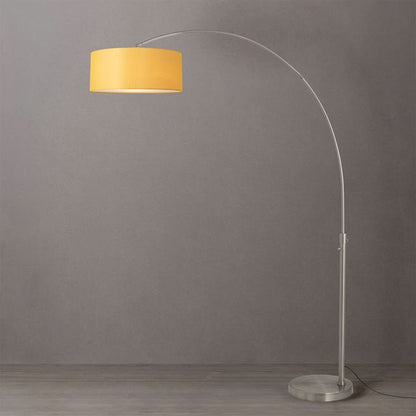 Nova California Float 92in 1-Light Arc Lamp | Modern Satin Nickel and Mustard Linen | Living Room & Home Office | 68 x 18 x 92 in | Model 2110825MU