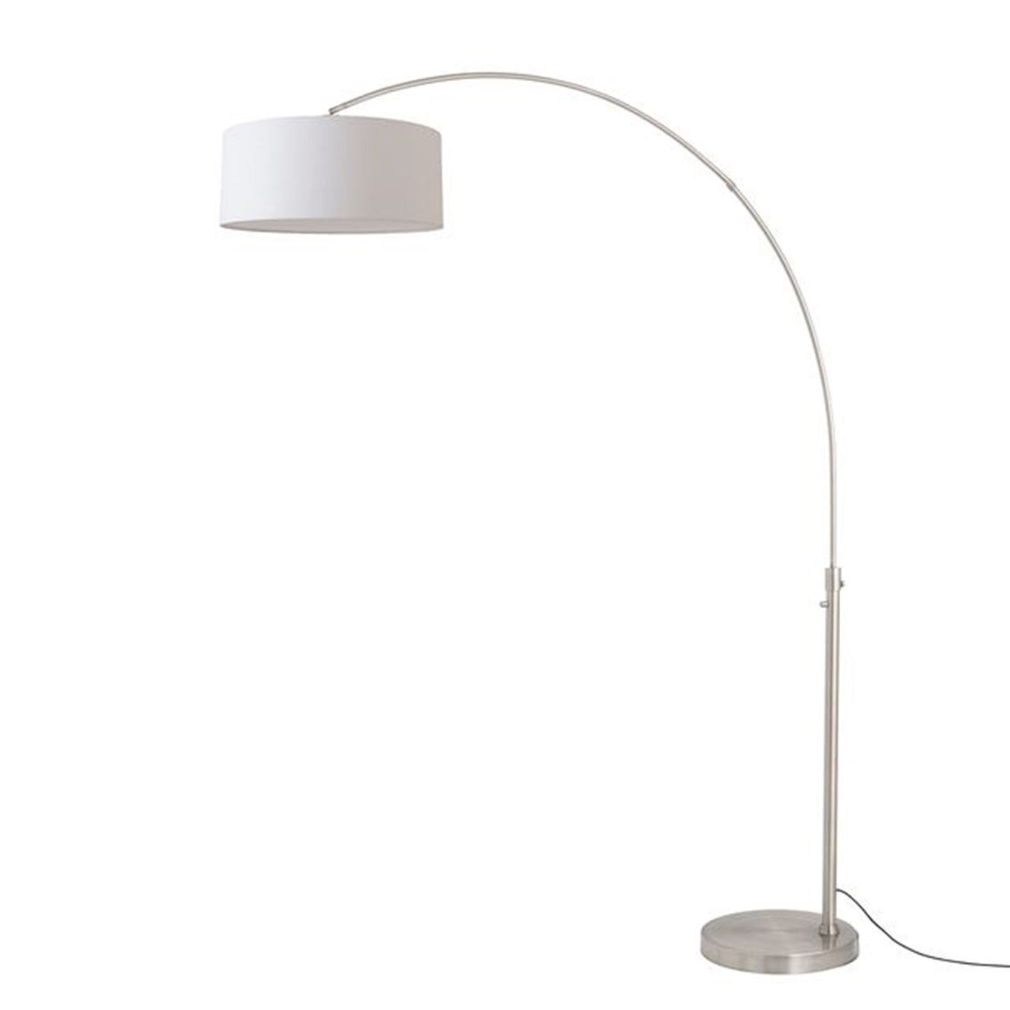 Nova California Float 92in 1-Light Arc Lamp | Satin Nickel and White Linen | Living Room & Home Office | 68 x 18 x 92 in | Model 2110825WH