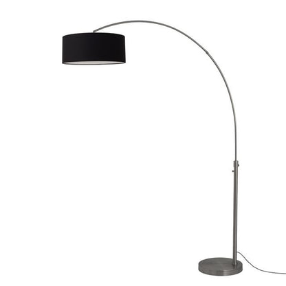 Nova California Float 92in 1-Light Arc Lamp | Modern Black Nickel and Black Linen Shade | Living Room & Bedroom | 1500 Lumens 2700K | Model 2110826BK