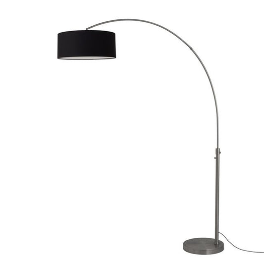 Nova California Float 92in 1-Light Arc Lamp | Modern Black Nickel and Black Linen Shade | Living Room & Bedroom | 1500 Lumens 2700K | Model 2110826BK