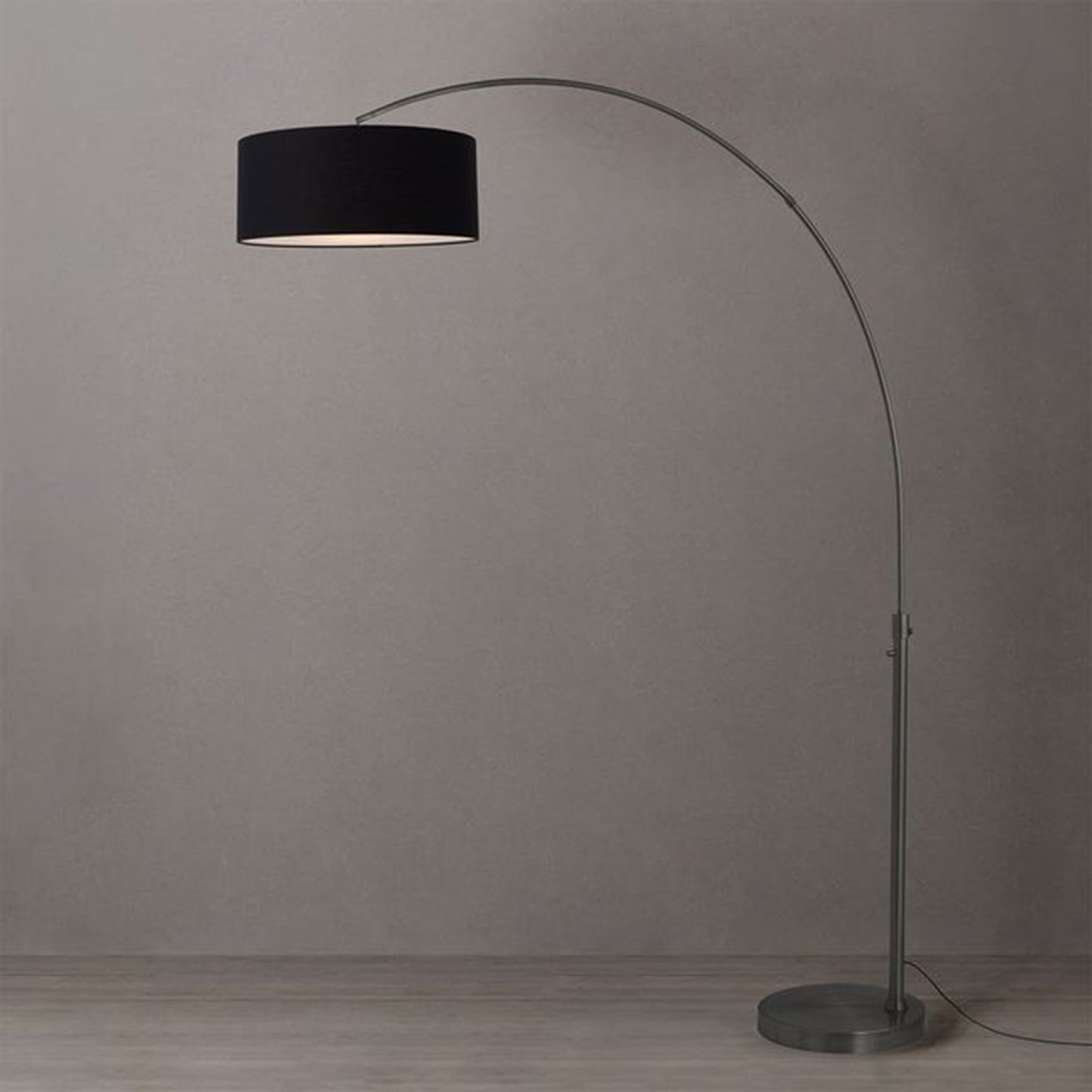 Nova California Float 92in 1-Light Arc Lamp | Modern Black Nickel and Black Linen Shade | Living Room & Bedroom | 1500 Lumens 2700K | Model 2110826BK