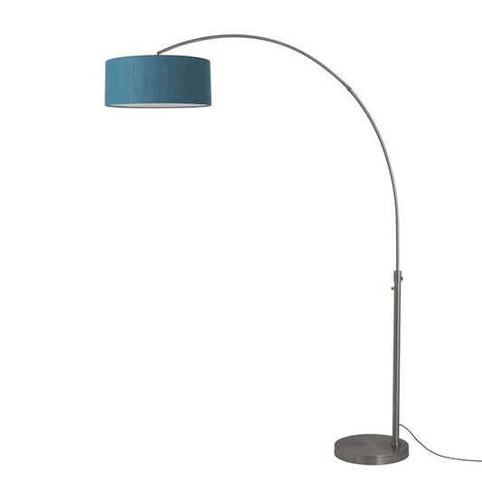 Nova California Float 92in 1-Light Arc Lamp | Industrial Black Nickel and Pool Blue Linen | Living Room & Home Office | Model 2110826BL