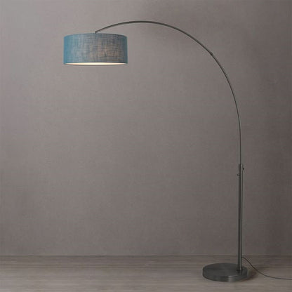 Nova California Float 92in 1-Light Arc Lamp | Industrial Black Nickel and Pool Blue Linen | Living Room & Home Office | Model 2110826BL