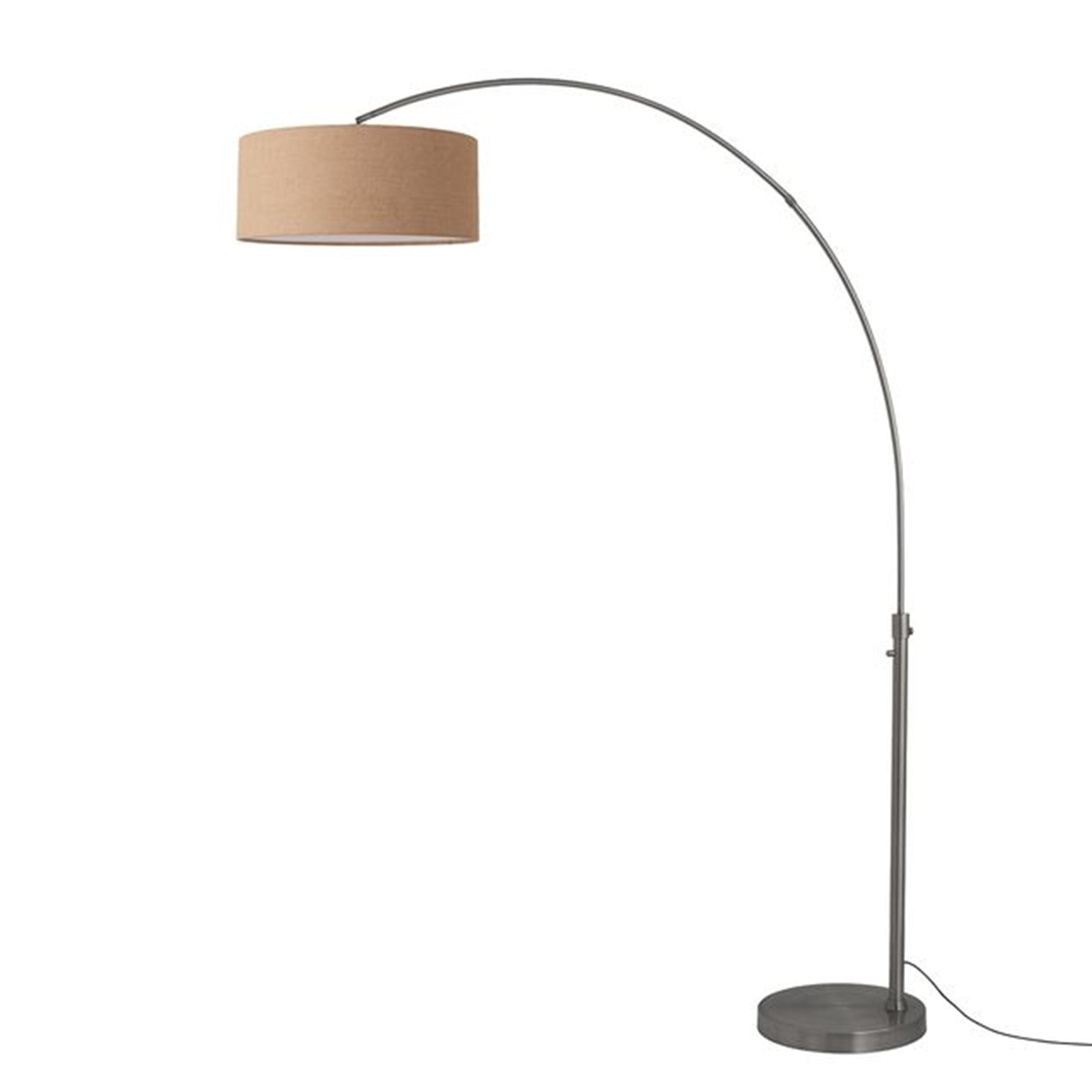 Nova California Float 92in 1-Light Arc Lamp | Industrial Black Nickel and Natural Burlap Linen | Living Room & Home Office | Model 2110826BU