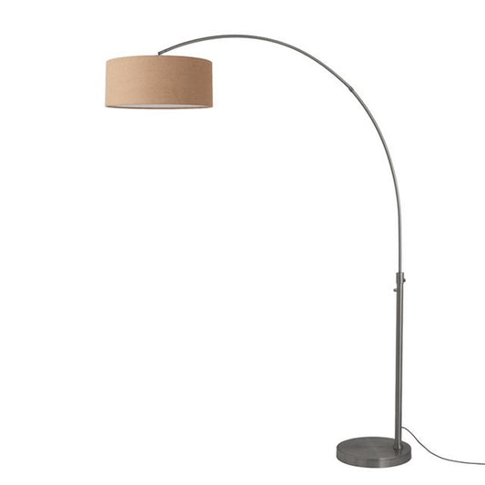 Nova California Float 92in 1-Light Arc Lamp | Industrial Black Nickel and Natural Burlap Linen | Living Room & Home Office | Model 2110826BU