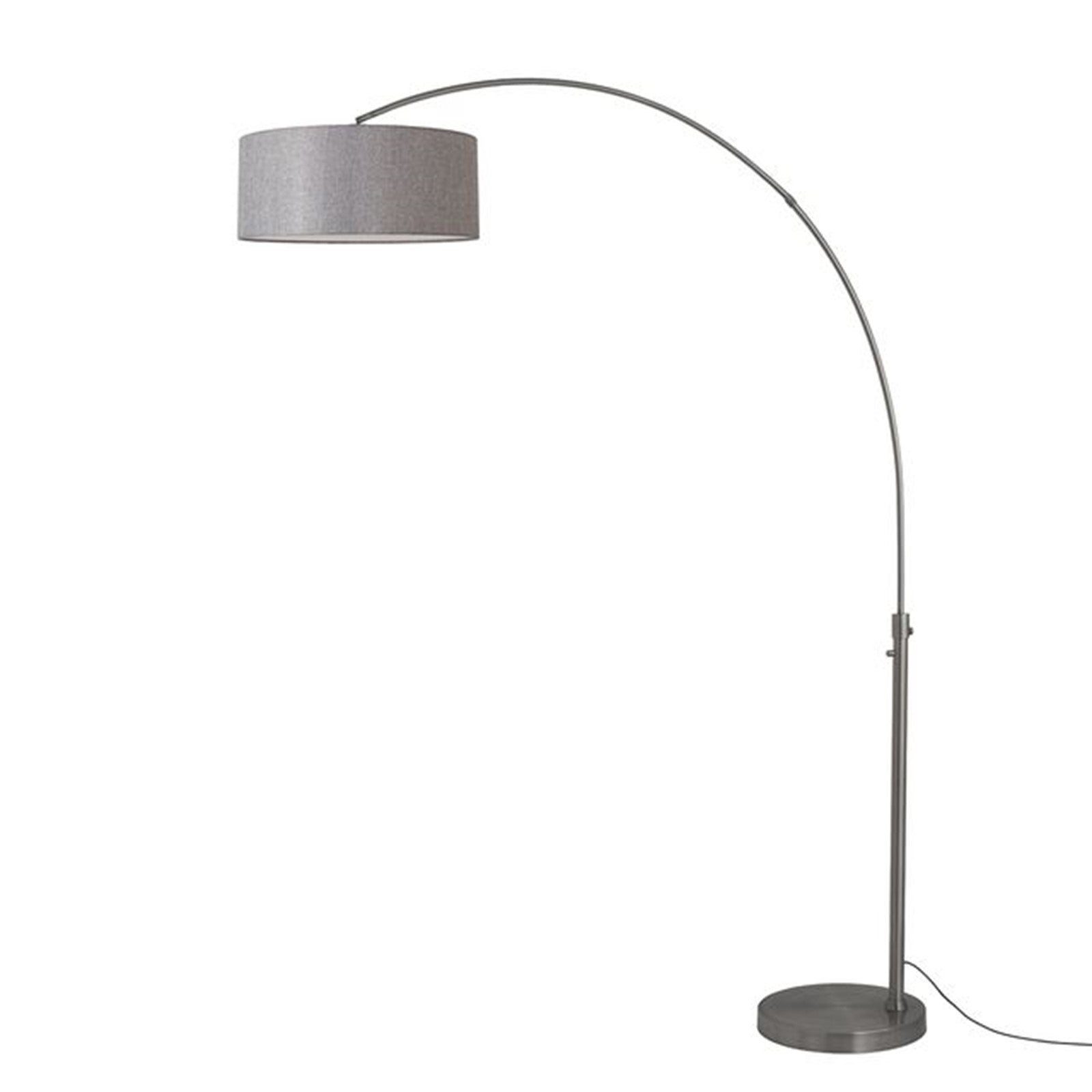 Nova California Float 92in 1-Light Arc Lamp | Modern Black Nickel and Cashmere Gray Linen Shade | Living Room & Bedroom | Model 2110826CG