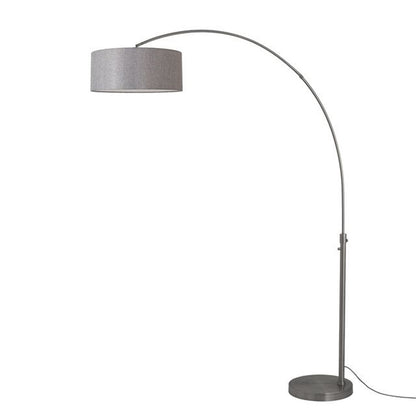 Nova California Float 92in 1-Light Arc Lamp | Modern Black Nickel and Cashmere Gray Linen Shade | Living Room & Bedroom | Model 2110826CG