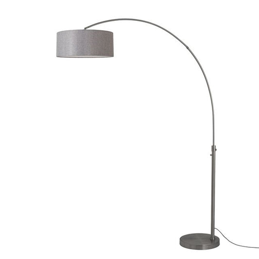 Nova California Float 92in 1-Light Arc Lamp | Modern Black Nickel and Cashmere Gray Linen Shade | Living Room & Bedroom | Model 2110826CG
