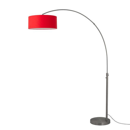 Nova California Float 92in 1-Light Arc Lamp | Modern Black Nickel and Crimson Red Linen Shade | Living Room & Bedroom | 1500 Lumens | Model 2110826CR