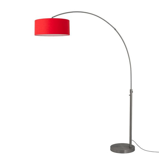 Nova California Float 92in 1-Light Arc Lamp | Modern Black Nickel and Crimson Red Linen Shade | Living Room & Bedroom | 1500 Lumens | Model 2110826CR