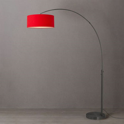 Nova California Float 92in 1-Light Arc Lamp | Modern Black Nickel and Crimson Red Linen Shade | Living Room & Bedroom | 1500 Lumens | Model 2110826CR